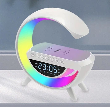 Светильник с беспроводной зарядкой для телефона BT-3401 колонка Bluetooth FM радио ночник RGB подсветка&nbsp;Белый