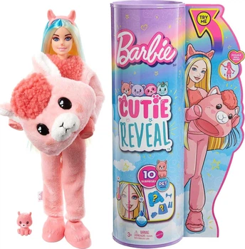 Кукла Barbie Cutie Reveal (Series Fantasy) Llama Plush Costume - Красавица Барби с питомцем в плюшевом костюме ламы (HJL60) - Игровой набор Mattel