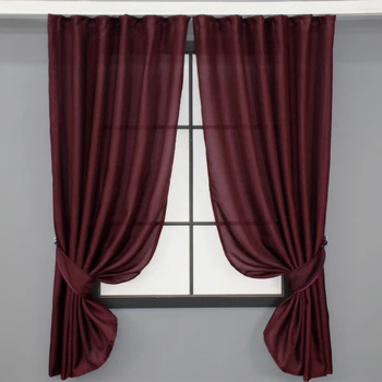 Комплект коротких штор VR-Textil Лен Мешковина № 112ш 130х170 см 2 шт Бордовый (35-0128)