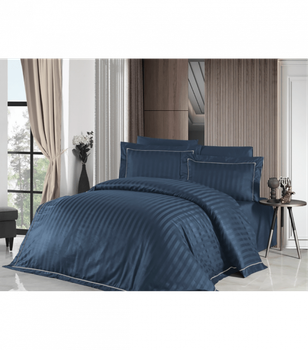 Комплект постельного белья Deluxe Satin Dark Series First Choice - First Choice - DLX-34 Novel Line Denim - Евро - Джинсовый
