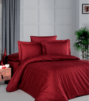 Комплект постельного белья Jacquard Satin Dark Series First Choice - First Choice - JS-149 Lamone Dark Red - Евро - Бордовый