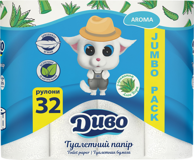 Туалетная бумага Диво Aroma Алоэ Вера 2 слоя 32 рулона (4820003837023) 