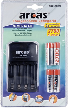 Ładowarka akumulatorów Arcas 4 x AA 2700 mAh (20722009)