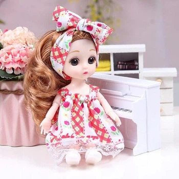 Шарнирная кукла BJD в платье "Клубника" 16см ( 0076119)
