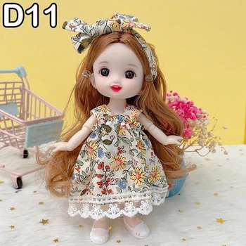 Шарнирная кукла BJD "Весна в солохе" коричневые волосы 16см (D11)