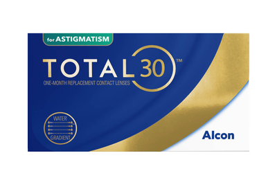 Торические контактные линзы Alcon Total30 for Astigmatism BC=8.6 DIA=14.5 PWR=-8.50 CYL=-0.75 AXE=160 3 линзы