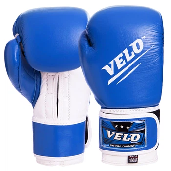 Перчатки боксерские кожаные VELO (размер 14oz, Синий) (VL-2210_Синий_14_унции)