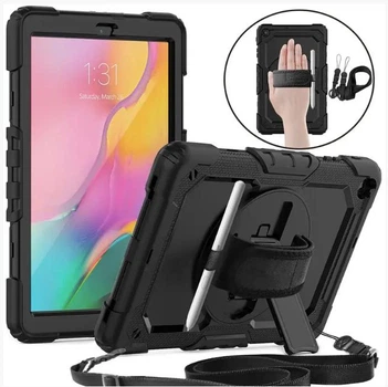 Чохол Carbon Armor Cover Tablet на Samsung Galaxy Tab A (T510/T515) 10.1" / захисний чохол для планшета з ремінцем в комплекті / (чорний)