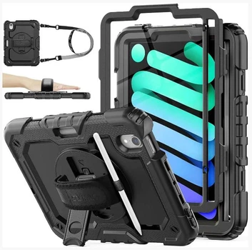 Чехол Carbon Armor Cover Tablet на Apple iPad Mini 6 (8.3") / защитный чехол для планшета с ремешком в комплекте / (черный)