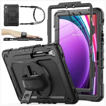 Чехол Carbon Armor Cover Tablet на Samsung Galaxy Tab S9 FE (10.9") / защитный чехол для планшета с ремешком в комплекте / (черный)