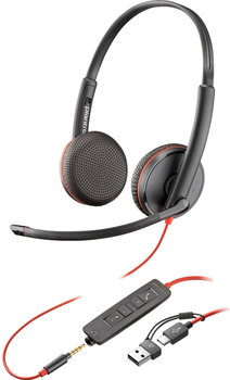 Навушники Poly BlackWire C3225 USB-C HS Stereo +3.5mm Plug +USB-C/A Adapter (Bulk) (8X229A6)