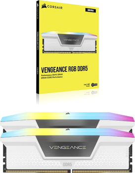 Оперативна пам'ять Corsair DDR5-6000 65536MB PC5-48000 (Kit of 2x32768) XMP 3.0 Vengeance RGB White (CMH64GX5M2B6000C40W)