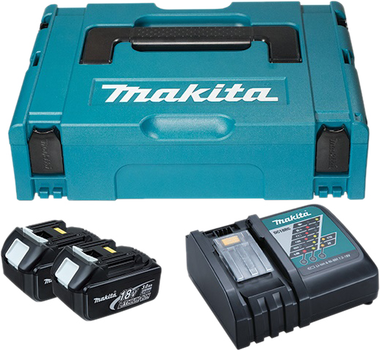 Набір акумуляторів для інструментів Makita LXT BL1830 x 2 шт, DC18RC, Makpac 1 (197952-5)