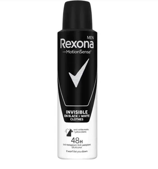 Антиперспірант Rexona спрей чоловічий Невидимий на чорному і білому 150 мл (8712561534444)