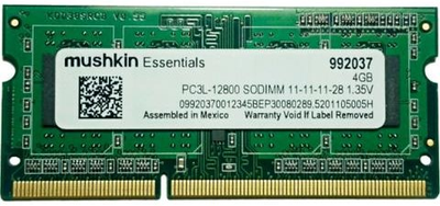 Оперативна пам'ять Mushkin Essentials SODIMM DDR3-1600 4096MB PC3-12800 (846651017000)