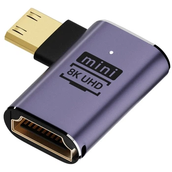 Переходник угловой LED Mini HDMI - HDMI (M/F) 8К HDMI 2.1 48Gbps (C8K-02) (48665)