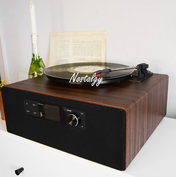 Музичний центр з інтернет-радіо Auna Cube Wood Bluetooth USB FM DAB WiFi, вініловий програвач