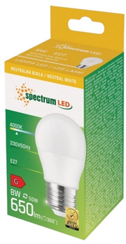 Світлодіодна лампа Spectrum 8W 4000K 230V E27 Neutral Куля (6477575)