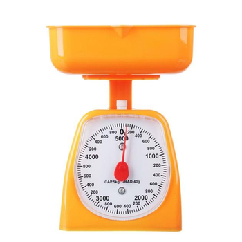 Ваги кухонні механічні стрілочні на 5 кг (крок 40гр) Kitchen Scale з чашею помаранчовий