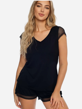 Піжама (футболка + шорти) жіноча Esotiq 41241-99X XL Чорна (5903972242193)