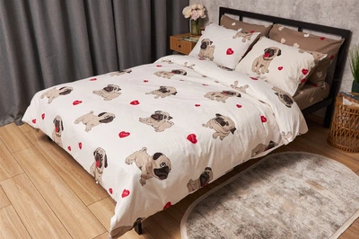 Комплект постельного белья Moon&Star Бязь Gold Люкс Bulldog Love Полуторный 143х210 см наволочки 2х40х60 см (MS-820005720)