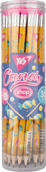 Набір олівців чорнографітних YES Sweet Cream круглі з гумкою тубус 36 шт (280610) (5060934563137)