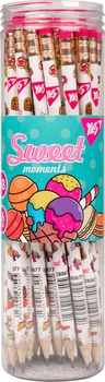 Набір олівців чорнографітних YES Sweet Cream круглі з гумкою тубус 36 шт (280677) (5056574437495)