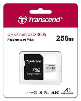 Карта пам'яті Transcend 256GB microSDXC C10 + SD адаптер (TS256GUSD300S-A)