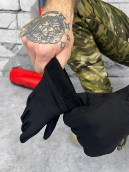 Зимові рукавички SOFSHELL black з карабіном L