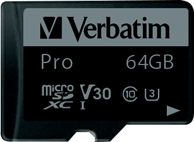 Карта пам'яті Verbatim Pro microSDHC 64GB Class UH-3 + SD-адаптер (23942470427)