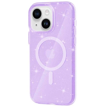 Чехол на Apple iPhone 15 Plus / для айфон 15 плюс + / с функцией MagSafe Purple+Glitter