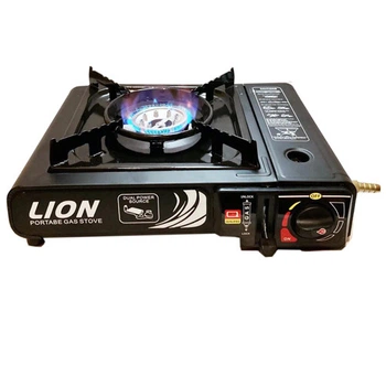 Портативна газова плита Lion 66-3 із адаптером цангова для туризму та дачі потужність 2300 Вт газова плитка (VIL-O_33P)