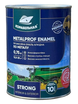 Эмаль алкидная Корабельная METALPROF ENAMEL ПФ-133 черный глянец 0,75 л