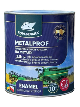 Эмаль алкидная Корабельная METALPROF ENAMEL ПФ-133 серый глянец 2,5 л