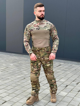 Тактична форма Multicam костюм літній Мультикам з наколінниками військовий одяг камуфляжний комплект для ЗСУ XL