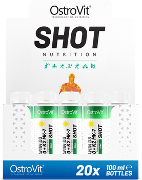 Набір дієтичних добавок OstroVit Vitamin D3 4000 IU + K2 MK-7 Shot Kiwi в розчині 20 x 100 мл (5903933911434)