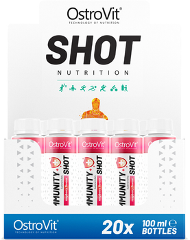 Zestaw suplementów diety OstroVit Immunity Shot Raspberry w płynie 20 x 100 ml (5903933911359)