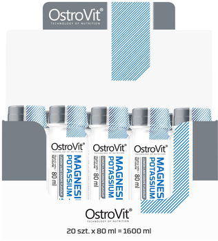 Набір дієтичних добавок OstroVit Magnesium Potassium + B6 Shot Lemon - Lime - Grape в розчині 20 x 80 мл (5903933905563)