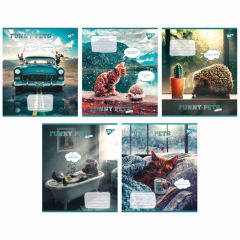 Тетради ученические 60 листов клетка Yes Funny pets, 10 шт. в упаковке