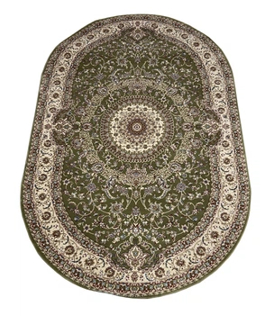 Класичний килим з іранським дизайном Iranian Star 0.8х1.5 м. Овал зелений 3419A
