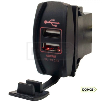 Авто / Мото USB зарядний пристрій Recessed ATV Red IP68, 2.1A