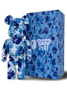 Статуетка Bearbrick x Bape x ABC Camo Blue 400% 28 см Medicom Toy Камуфляжний
