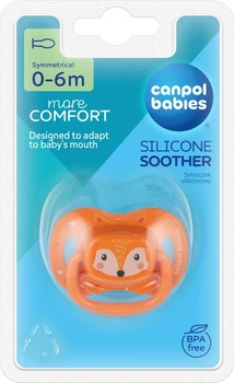 Canpol babies Пустушка силіконова симетрична 0-6 міс CUTE ANIMALS - оранжевий 34/924_ora 5901691889408