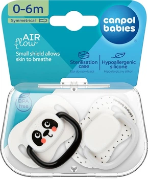 Canpol babies Пустушка силіконова симетрична 0-6 міс BabiesBoo 2 шт. - біла 34/927_whi 5901691889514