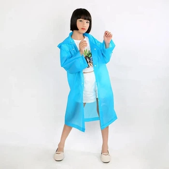 Дождевик детский RAINWEAR с капюшоном для активного отдыха на кнопках Unisex 110-145 см. Blue