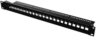 MIRSAN Рама 19", 1U, для складальної патч-панелі 24 порти, сумісна з Keystone RJ45, чорна