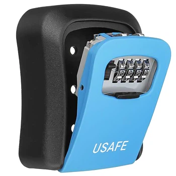 Антивандальный наружный мини сейф для ключей uSafe KS-03, с кодовым замком, настенный, Синий (7693)