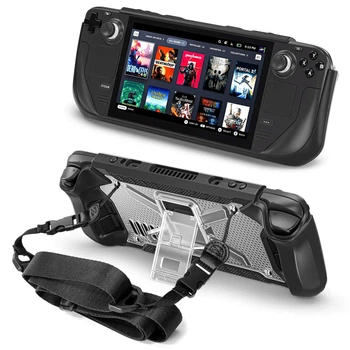 Качественный защитный чехол с ремешком FashionCase для игровой консоли Valve STEAM DECK / STEAM DECK OLED (Black/Transparent) [437156111]
