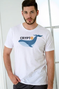 Чоловіча футболка трикотажна з сублімацією CRYPTO біла базова на літо легка універсальна повсякденна M