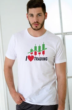 Футболка мужская универсальная белая I Love Trading базовая однотонная повседневная легкая летняя S
